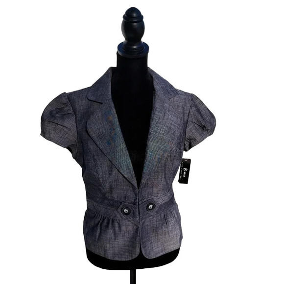 NWT Byer Caifornia Short Sleeve Hook&Eye Closure Grey Medium Fully Lined Blazer - Picture 5 of 13